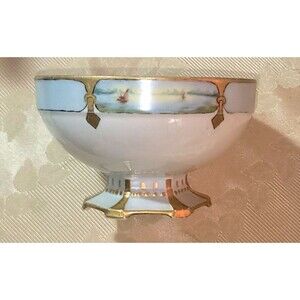 Antique Moritz Zdekauer MZ Altrohlau, Austria Fine Porcelain Pedestal Bowl artsy